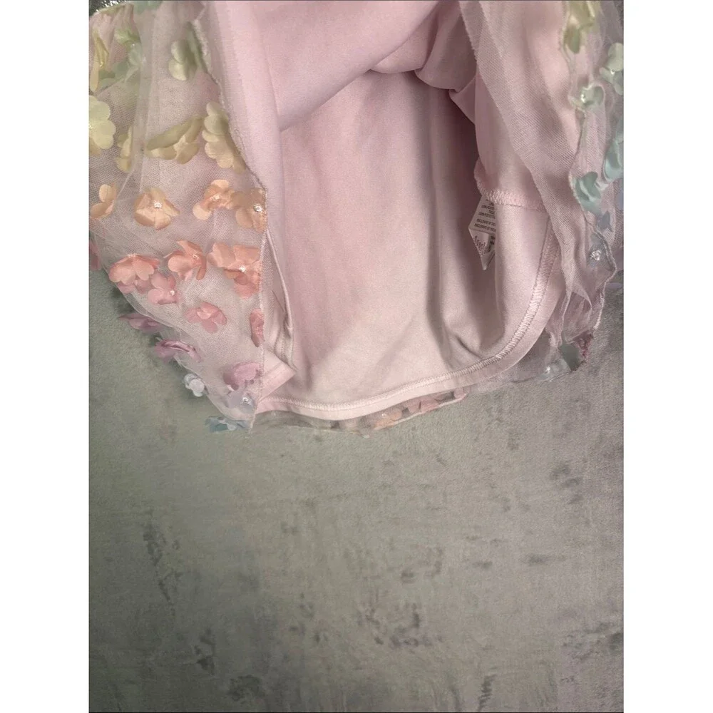 Disney Junior Minnie Mouse Pink Lavender Floral Toile Overlay Dress Size 3T